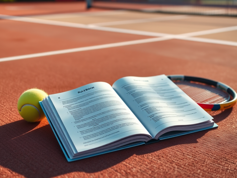 Tennisregelboek op een tennisbaan