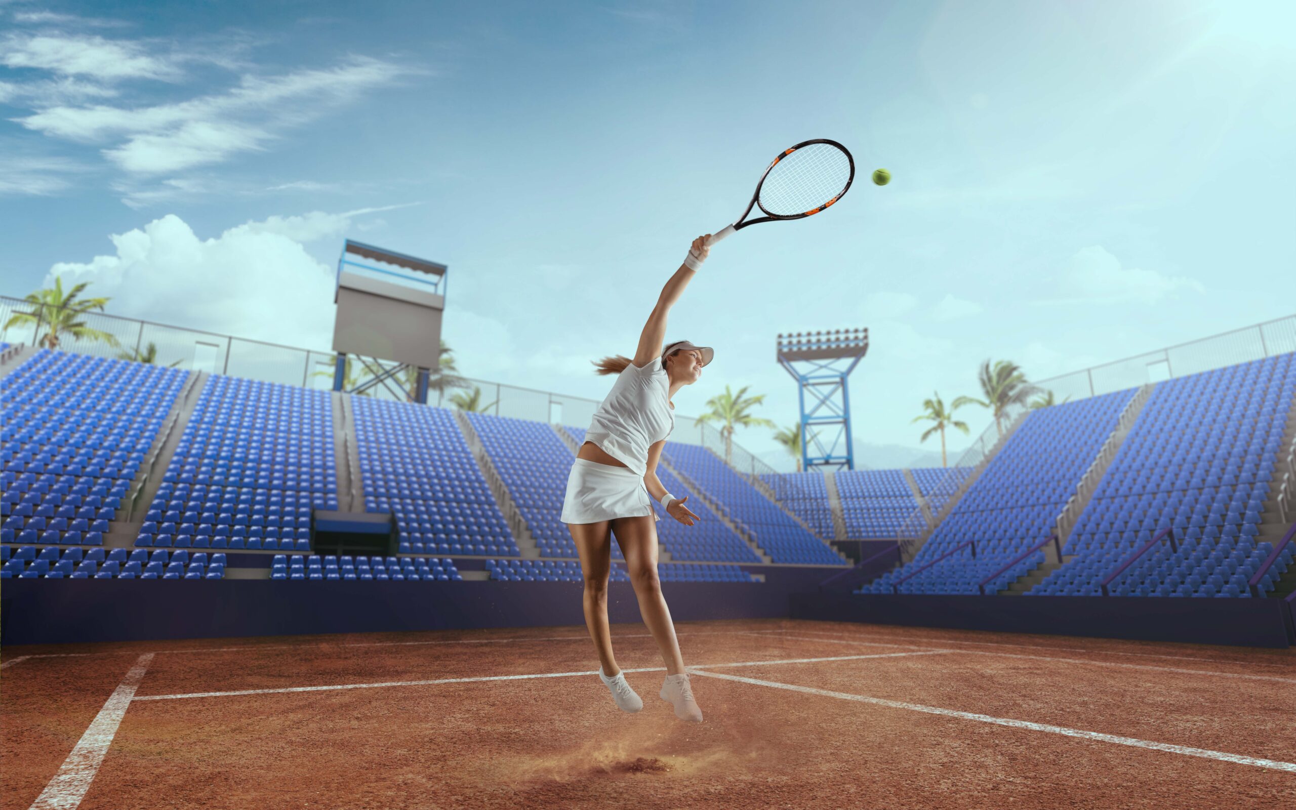 High Performance-speelster op de tennisbaan